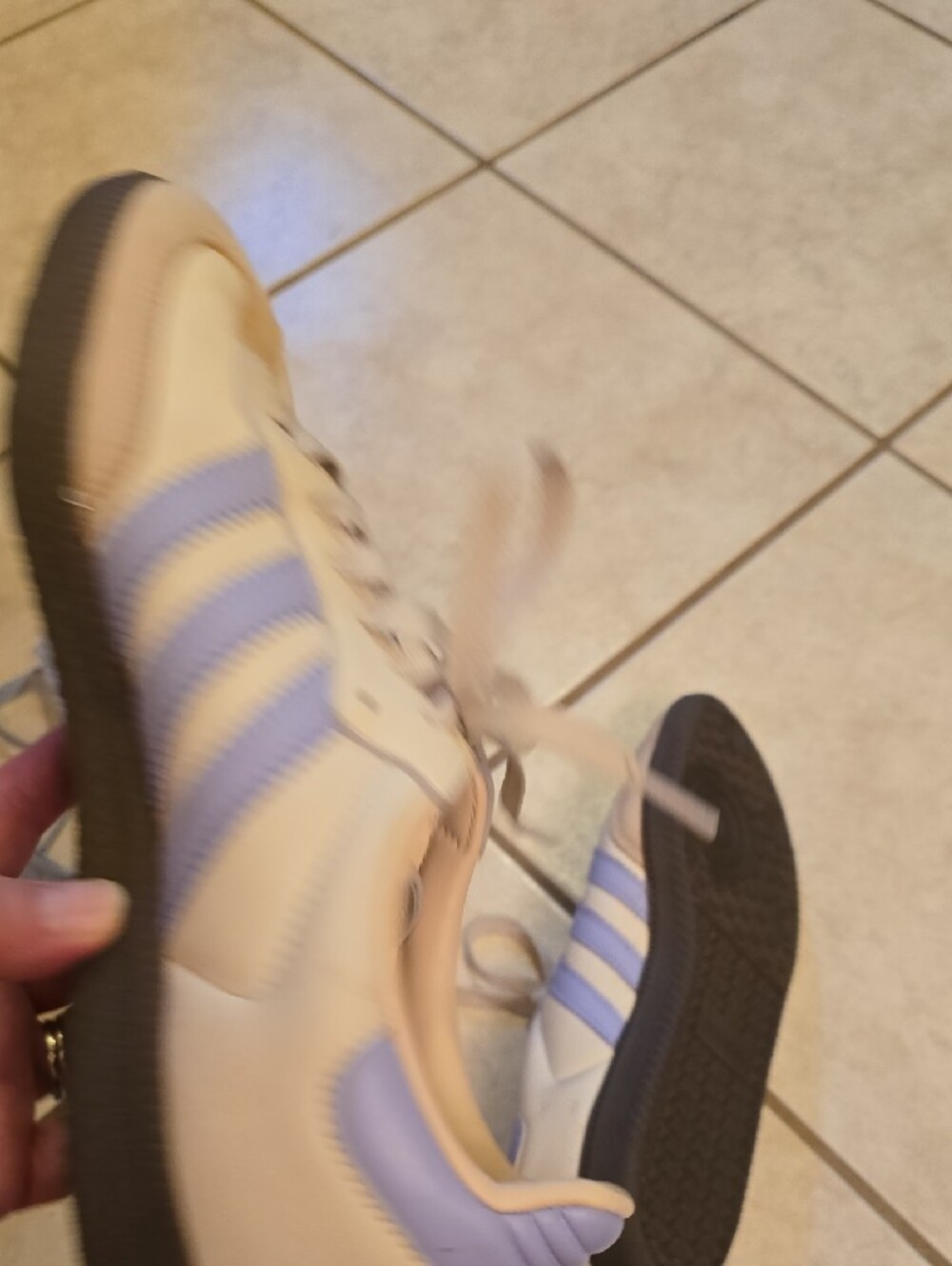 adidas Women's Retro Sneakers in Cream and Light Blue - Picture 5 of 9